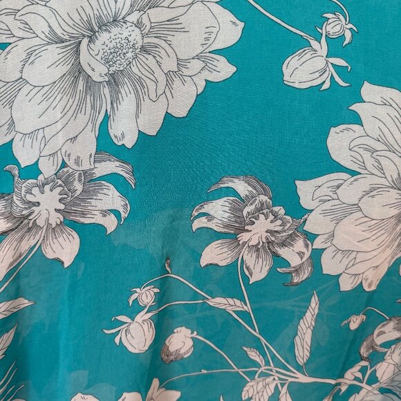 Lane Bryant Womens Floral Maxi Dress Turquoise White Size 14 Short Sleeves VNeck - Picture 7 of 8